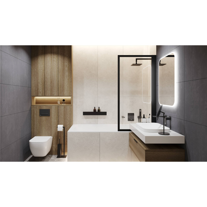 Lumiro lustro łazienkowe 80x60 cm prostokątne, oświetlenie LED mata grzewcza, rama akrylowa