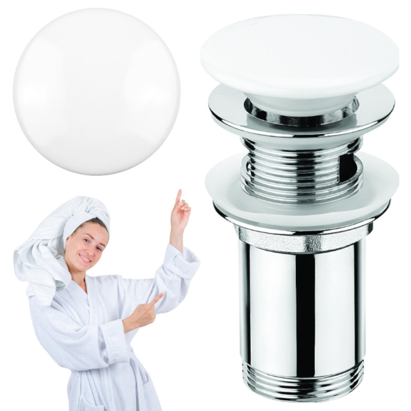 Korek Click-Clack Ceramiczny Biały do Umywalki i Bidetu - Styl i Funkcjonalność!