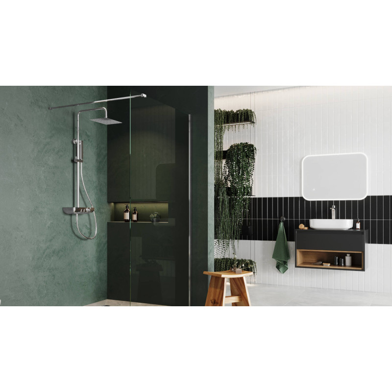 Lumiro lustro łazienkowe 80x50 cm prostokątne, oświetlenie LED mata grzewcza, rama akrylowa