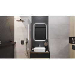 Lumiro lustro łazienkowe 80x50 cm prostokątne, oświetlenie LED mata grzewcza, rama akrylowa