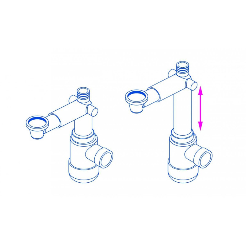 Syfon teleskopowy Premium z korkiem i przelewem, czarny - oszczędność przestrzeni!