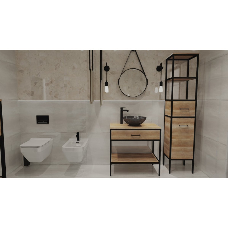 Ekskluzywny Zestaw Loft MODUS: Szafka 60 cm & Umywalka z Baterią i Ozdobnym Syfonem