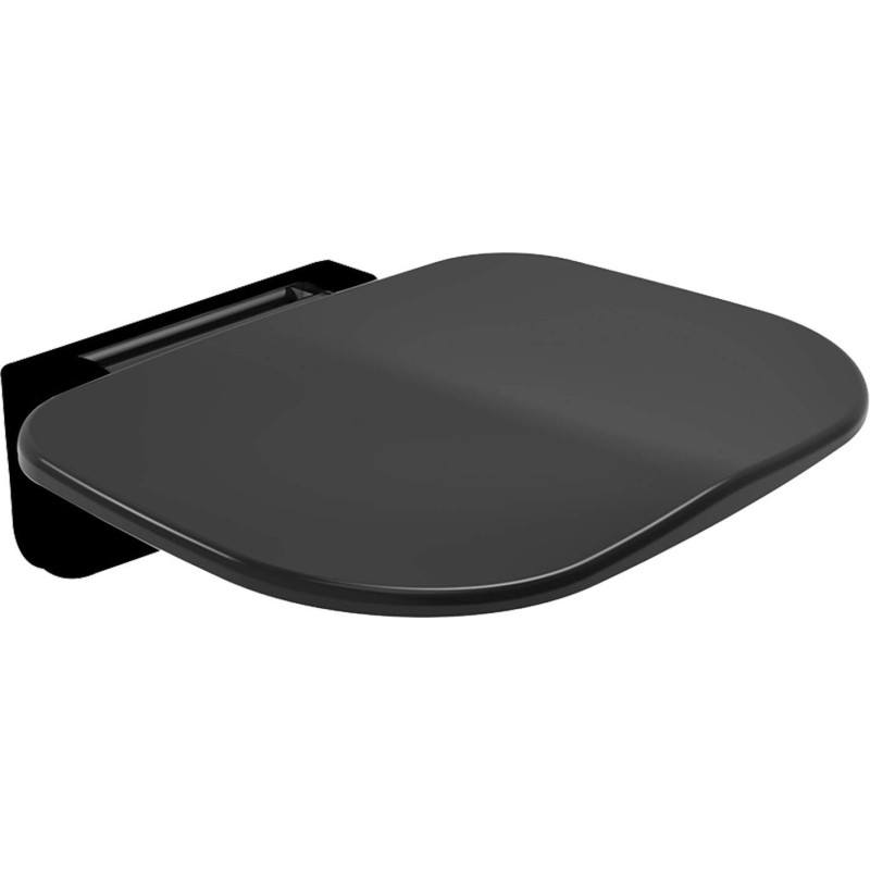 Składane siedzisko ścienne Nero, trwałe i eleganckie, udźwig 130kg, stal 304 i nylon, matowe wykończenie