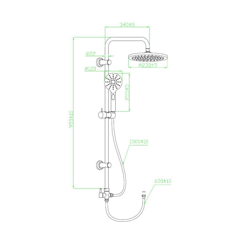 Czarująca bateria natryskowa Siros z deszczownicą - elegancja i relaks w Twojej łazience!