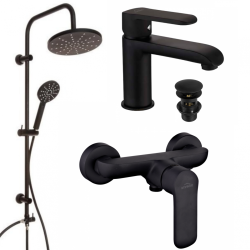 Stylowa czarna bateria Siros z deszczownicą – elegancja i funkcjonalność w Twojej łazience!