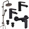 Zestaw Łazienkowy Siros: Bateria Czarna z Prysznicem i Deszczownicą