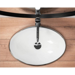 Elegancka Umywalka Nablatowa Linda w Białym i Srebrnym Wykończeniu