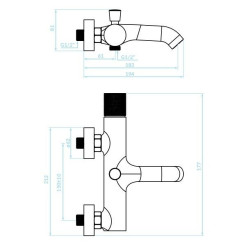 Kuchinox Peros bateria wannowa ścienna chrom/czarna