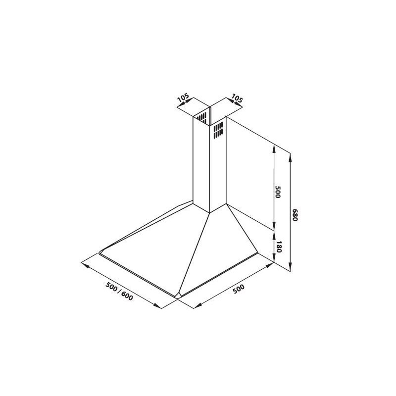 Kompaktowy Okap Kominowy PARVA 50 cm z Filtrem - Elegancja i Funkcjonalność