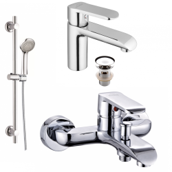 Siros Chrom: Stylowy Zestaw Baterii Wannowo-umywalkowej z Funkcją Natrysku
