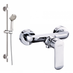 Zestaw prysznicowy Siros chrom – luksusowa bateria z drążkiem regulacyjnym