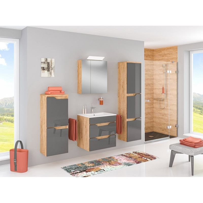 Elegancka Szafka INES 60 cm: Antracyt i Dąb Country, Twój Stylowy Dodatek!