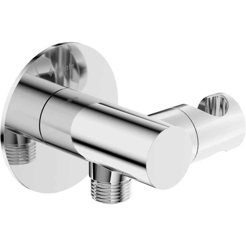 Okrągłe Przyłącze Kątowe Premium z Uchwyt. Stal i Mosiądz, Montaż Podtynkowy, 2 Lata Gwarancji