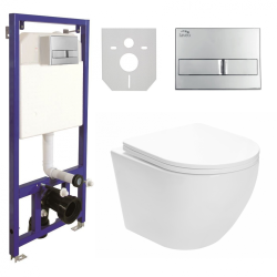 Kompletny Zestaw WC 4w1: Stelaż, Misa, Przycisk, Podkładka - Komfort i Styl w Twojej Łazience