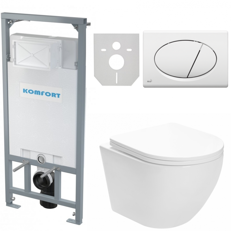 Kompletny Zestaw WC 4w1: Stelaż, Misa, Przyciski, Podkładka – Nowoczesne Rozwiązanie dla Twojej Łazienki