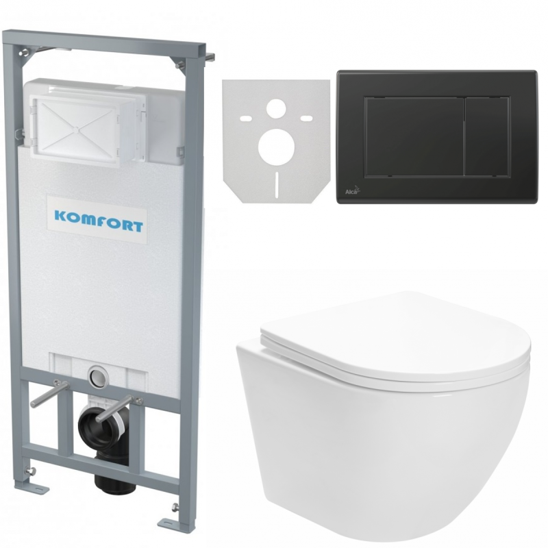 Kompletny Zestaw WC 4w1: Stelaż, Misa, Przycisk i Mata Dopasowania