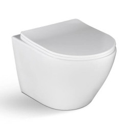 Elegancka Miska WC LAVEO DESNA bez Kołnierza + Wolnoopadająca Deska SLIM