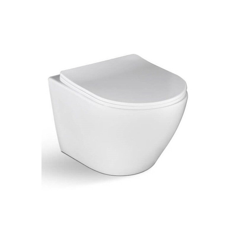 Zestaw WC DESNA: Miska bezkołnierzowa + Stelaż i Wolnoopadająca Deska SLIM - Białe/Chrom