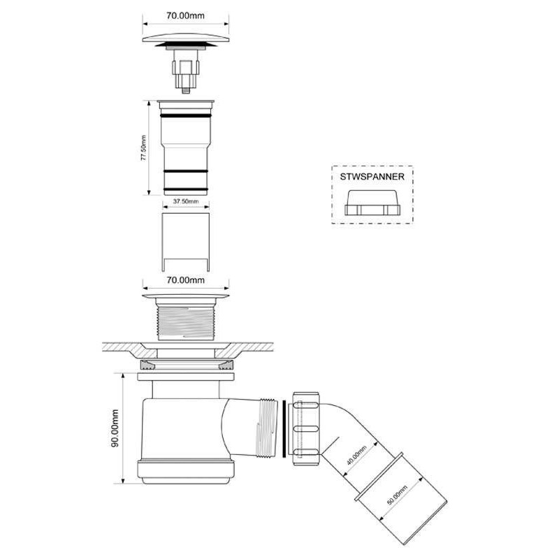 Nowoczesny Syfon Click-Clack fi50 Czarny – Elegancja i Funkcjonalność dla Twojego Brodzika!