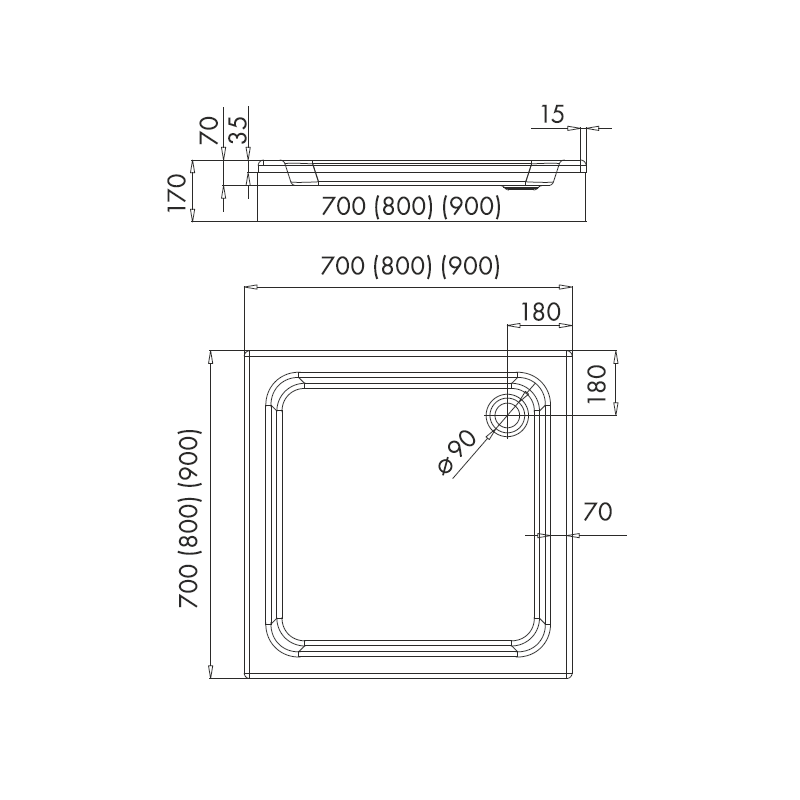 Luksusowy brodzik Grando Plus 70x70x17 - Daj sobie dotyk elegancji!
