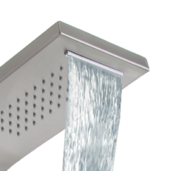 Luksusowy panel hydromasażu Mauritius z kaskadą i uchwytami, stal nierdzewna