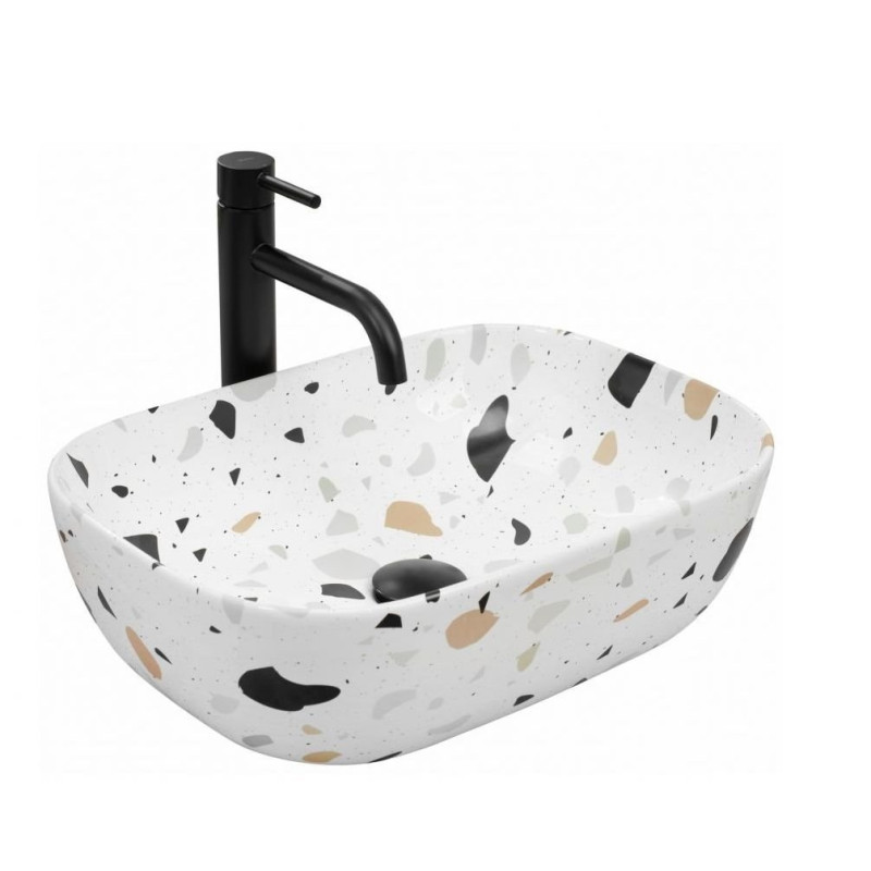 Elegancka Umywalka Nablatowa Belinda Terazzo 46x32 - Idealna do Twojej Łazienki!