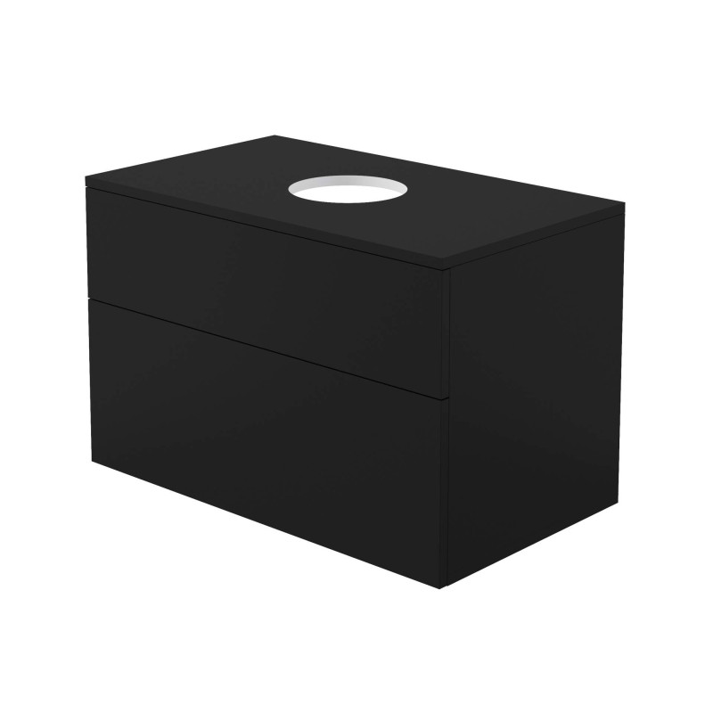 Elegancka Szafka Umywalkowa 80cm z Blatem - Czarna, Matowa, Wisząca, System Cichego Domyku