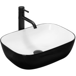 Elegancka Umywalka Nablatowa BELINDA w Kolorze Czarnym/Białym