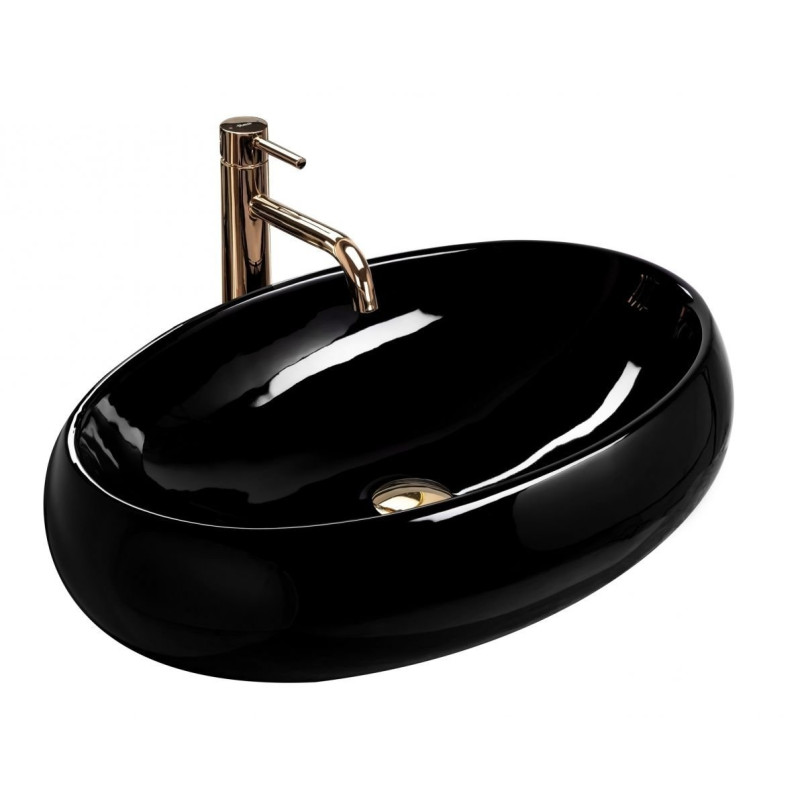 Elegancka umywalka nablatowa Melania Black 60x40,5 - Nowoczesny design dla Twojej łazienki