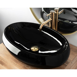 Elegancka umywalka nablatowa Melania Black 60x40,5 - Nowoczesny design dla Twojej łazienki
