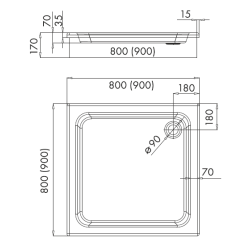 Elegancki Brodzik Prysznicowy Grando 90x90x17 cm - Komfort i Styl dla Twojej Łazienki