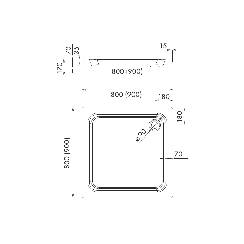 Elegancki Brodzik Prysznicowy Grando 90x90x17 cm - Komfort i Styl dla Twojej Łazienki