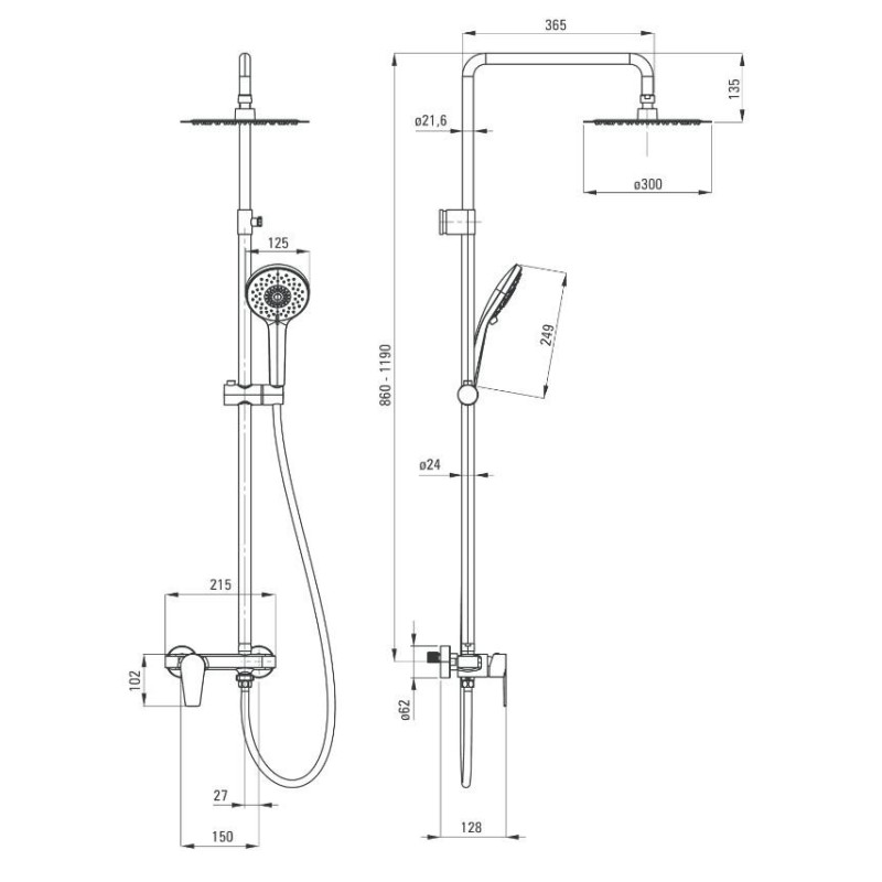 Elegancka Deszczownia Agawa z Baterią Mieszaczową NAC_01QG – Luksus i Komfort w Twojej Łazience