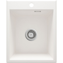 Eridan: Stylowy Zlewozmywak Granitowy 1-komorowy 50x40 cm - Kolor Alabaster