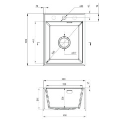 Stylowy zlewozmywak granitowy Eridan 50x40 cm antracyt – Twój designerski wybór!