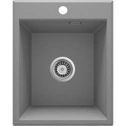 Stylowy Zlewozmywak Granitowy Eridan 1-komorowy 50x40 cm - Szary Metalik