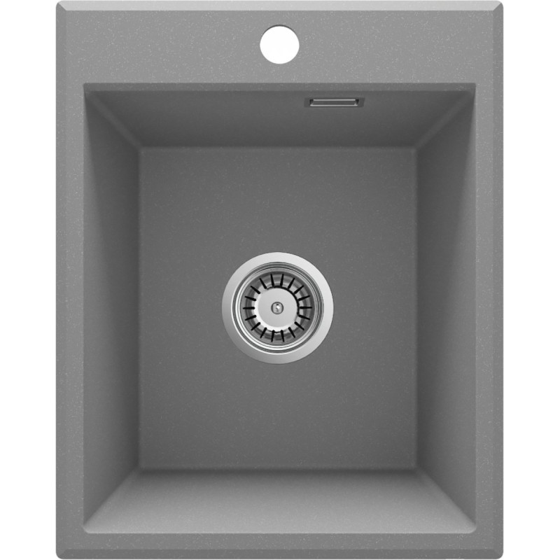 Stylowy Zlewozmywak Granitowy Eridan 1-komorowy 50x40 cm - Szary Metalik