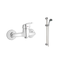 Kompletny Zestaw Prysznicowy: Rączka, Drążek, Wąż + Nowoczesna Bateria