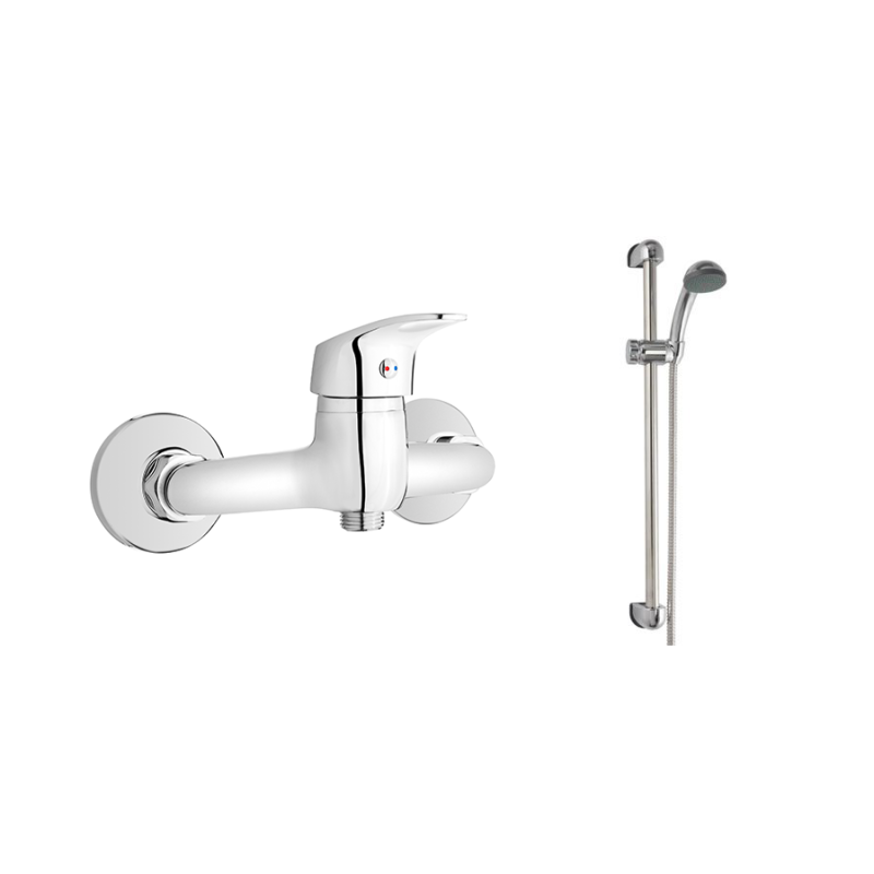 Kompletny Zestaw Prysznicowy: Rączka, Drążek, Wąż + Nowoczesna Bateria