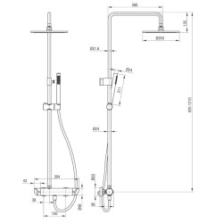 Elegancka Deszczownica z Baterią Prysznicową NAC – Komfortowy Prysznic na Co Dzień