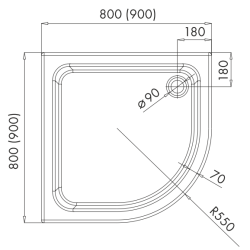 Idealny Brodzik Półokrągły 90x90x17 Grando R60 cm - Komfort i Styl w Twojej Łazience
