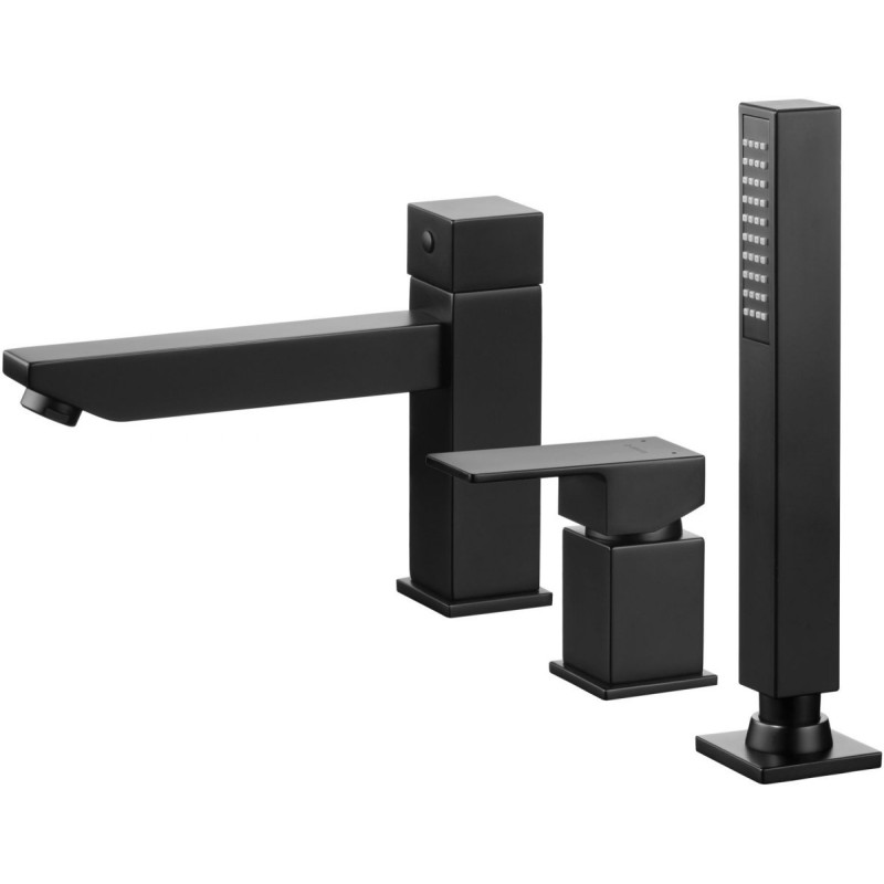 Elegancka Bateria wannowa Anemon BIS - 3-otworowa, czarna, nowoczesny design