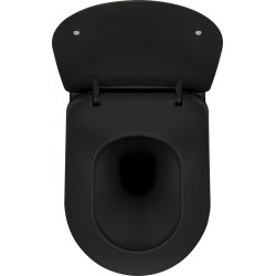 Elegancka Miska WC Peonia Nero - Wisząca, Bezkołnierzowa, Czarna, Bez Deski