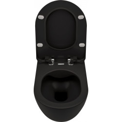 Elegancka Miska WC Peonia Nero - Wisząca, Bezkołnierzowa, Czarna, Bez Deski