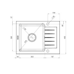 Elegancki zlewozmywak granitowy ZORBA 1-komorowy z nowoczesną baterią piaskową