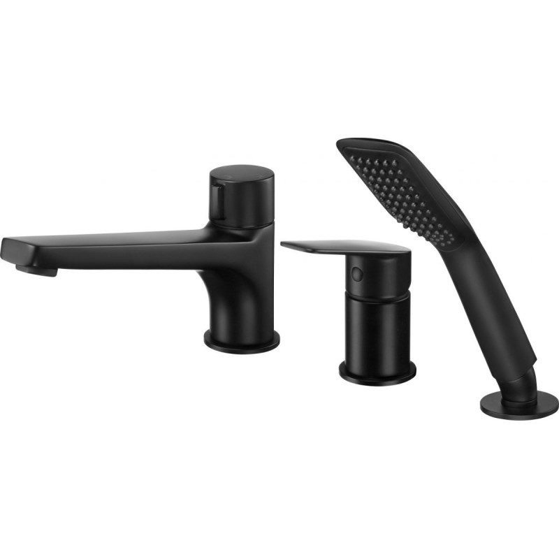 Elegancka Czarna Bateria Wannowa Jasmin Nero - 3-otworowa BGJ_N13M