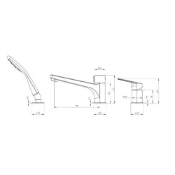 Elegancka Czarna Bateria Wannowa Jasmin Nero - 3-otworowa BGJ_N13M