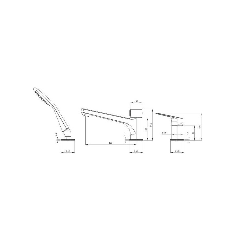 Elegancka Czarna Bateria Wannowa Jasmin Nero - 3-otworowa BGJ_N13M