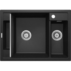 Elegancki Zlewozmywak Granitowy 1,5-komorowy Magnetic Grafitowy - Nowoczesny Design 69x50