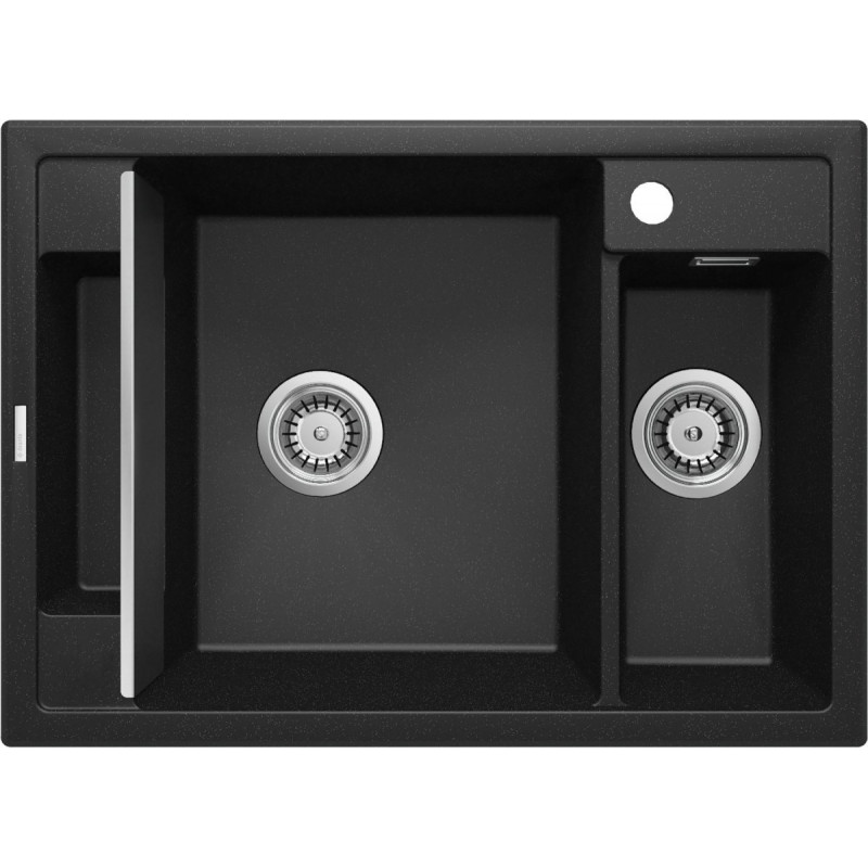 Elegancki Zlewozmywak Granitowy 1,5-komorowy Magnetic Grafitowy - Nowoczesny Design 69x50